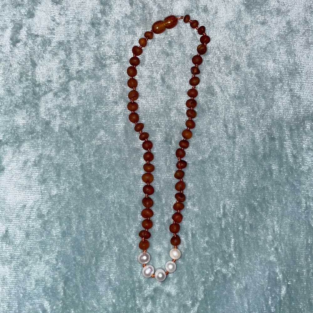 Amber and pearl necklace